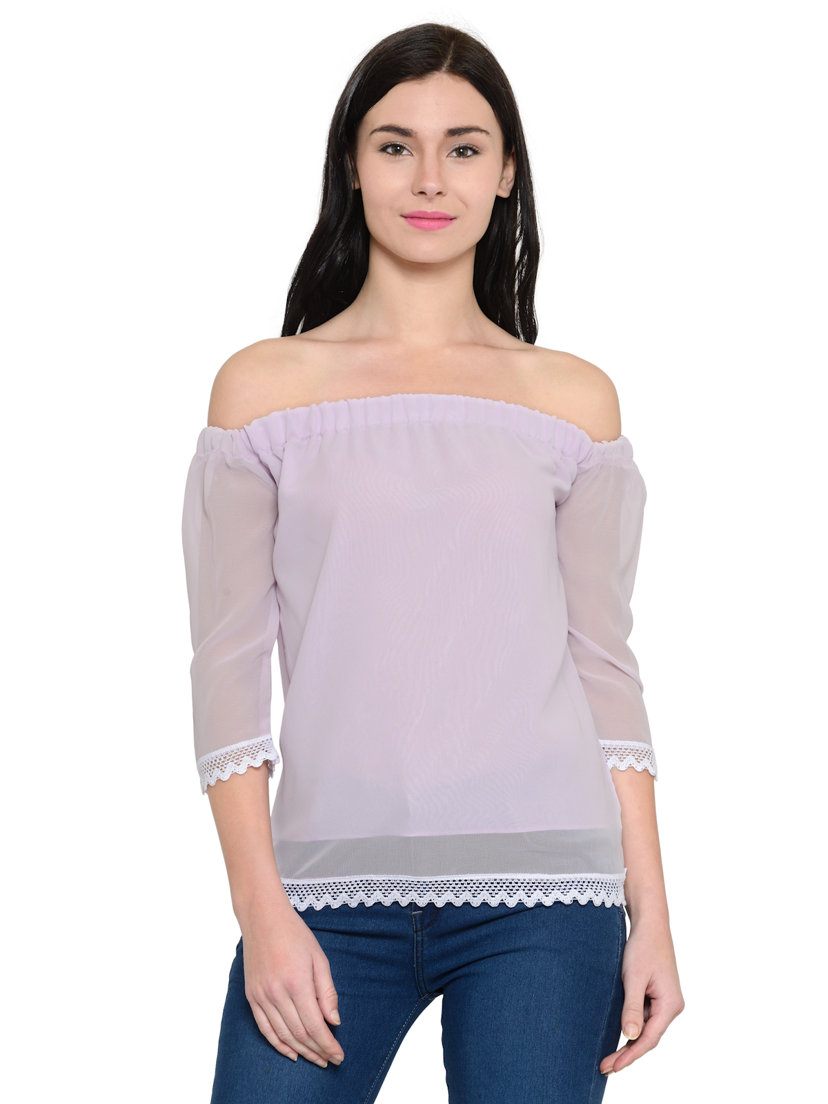 Off shoulder Hem lace top